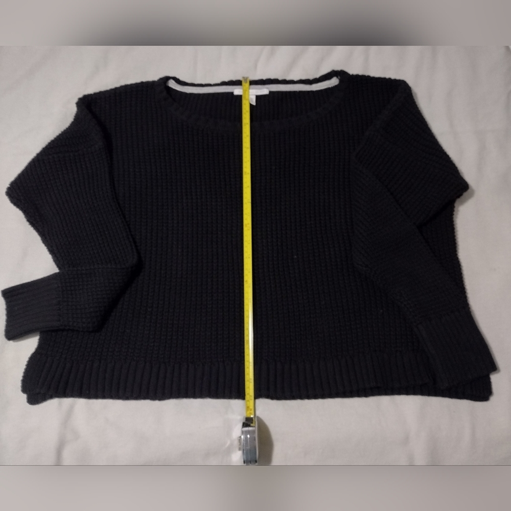 Victoria's Secret Crop Heavy Knit Cotton Sweater Black XL